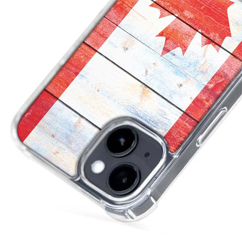 Canada Flag Light Wood iPhone 14 MagSafe Case